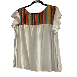 Boho tee w inlay colorful design